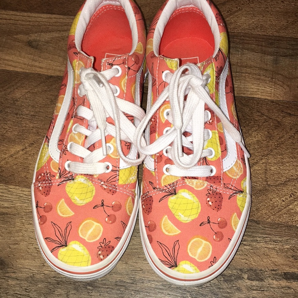 Vans Coral /Orange Fruit Print Sneakers Woman’s Size 6 - Picture 17 of 17